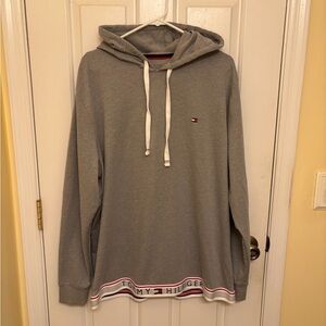 Tommy Hilfiger Casual Gray Sleepwear Hoodie Sweatshirt with White Accents